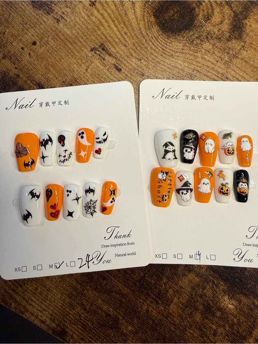 2 set Halloween Orange & White Designs Medium